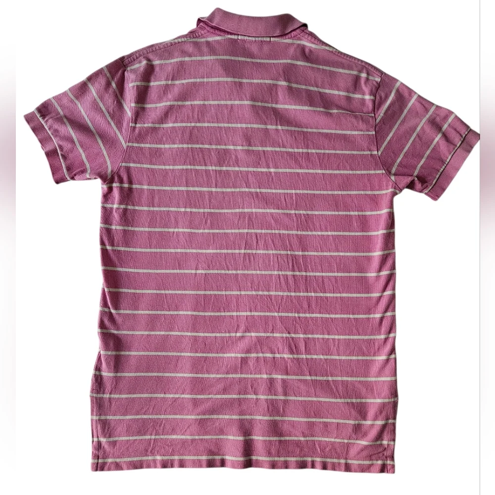 POLO RALPH LAUREN Pink & White Stripe Green Logo Shirt | SZ M